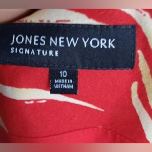 Jones New York Maxi Red Floral Boho Tropical Cotton Skirt w/ Side Zip - Size 10 - Picture 8 of 8